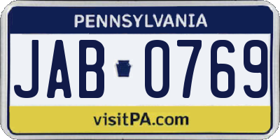 PA license plate JAB0769