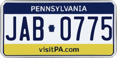 PA license plate JAB0775