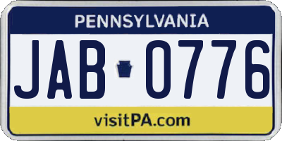 PA license plate JAB0776
