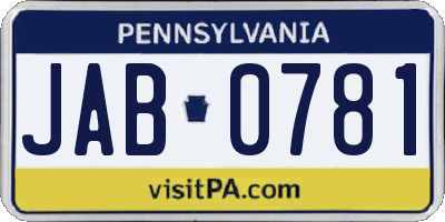 PA license plate JAB0781