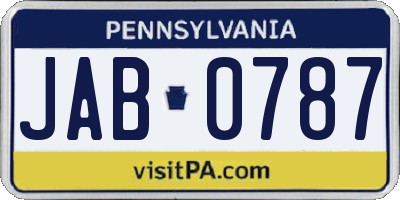 PA license plate JAB0787