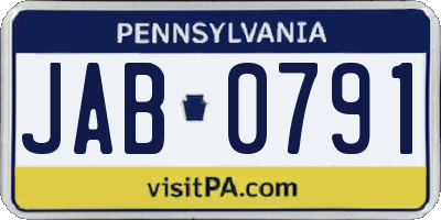 PA license plate JAB0791