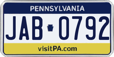 PA license plate JAB0792