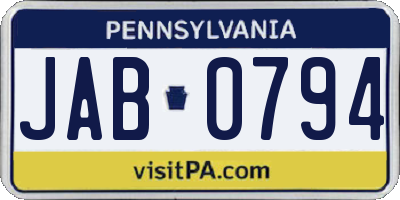 PA license plate JAB0794