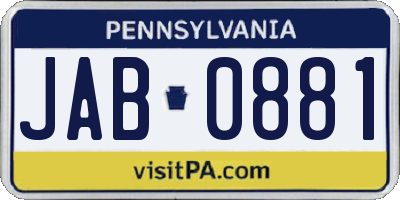 PA license plate JAB0881