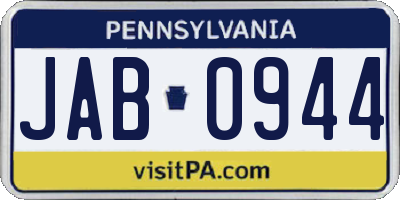 PA license plate JAB0944