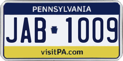 PA license plate JAB1009