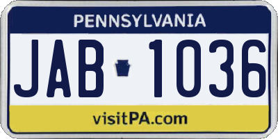 PA license plate JAB1036