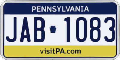 PA license plate JAB1083