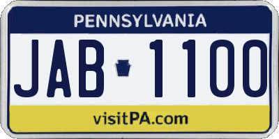 PA license plate JAB1100