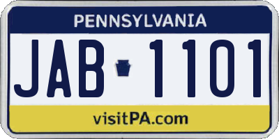 PA license plate JAB1101