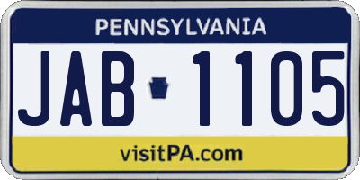 PA license plate JAB1105