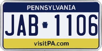 PA license plate JAB1106