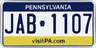 PA license plate JAB1107