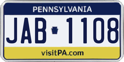 PA license plate JAB1108