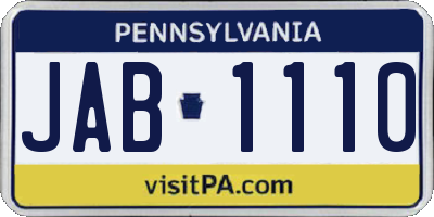 PA license plate JAB1110