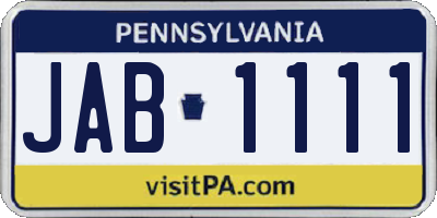 PA license plate JAB1111