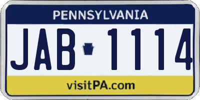 PA license plate JAB1114