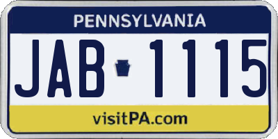 PA license plate JAB1115