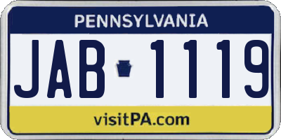 PA license plate JAB1119