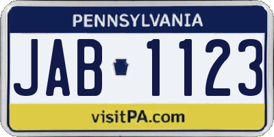 PA license plate JAB1123