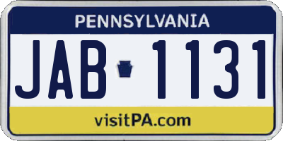 PA license plate JAB1131