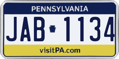 PA license plate JAB1134