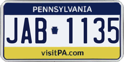 PA license plate JAB1135