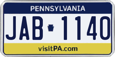 PA license plate JAB1140