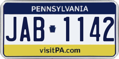 PA license plate JAB1142