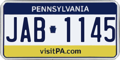 PA license plate JAB1145