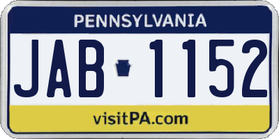 PA license plate JAB1152