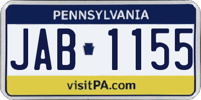 PA license plate JAB1155