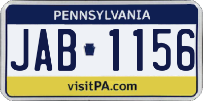 PA license plate JAB1156