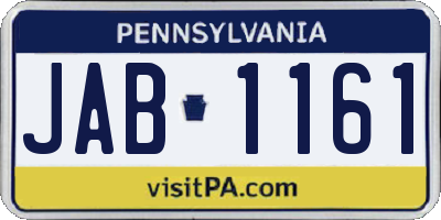 PA license plate JAB1161