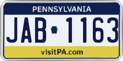 PA license plate JAB1163