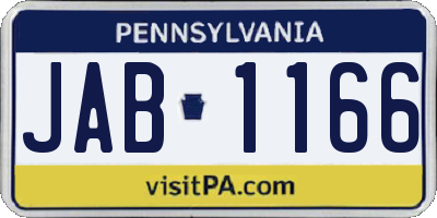 PA license plate JAB1166