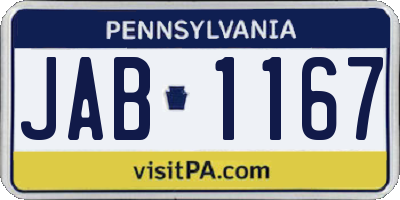 PA license plate JAB1167