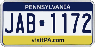 PA license plate JAB1172