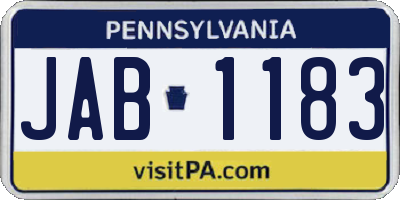 PA license plate JAB1183