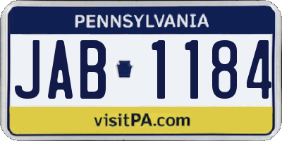 PA license plate JAB1184