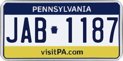 PA license plate JAB1187