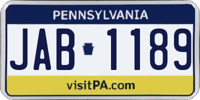 PA license plate JAB1189