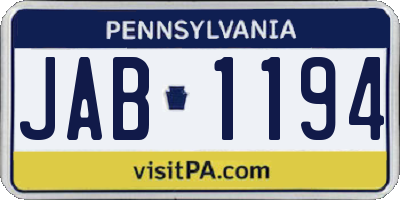 PA license plate JAB1194