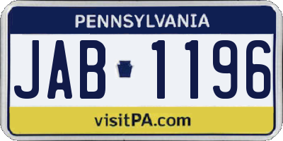 PA license plate JAB1196