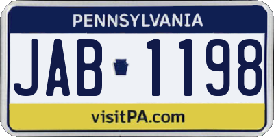 PA license plate JAB1198