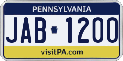 PA license plate JAB1200