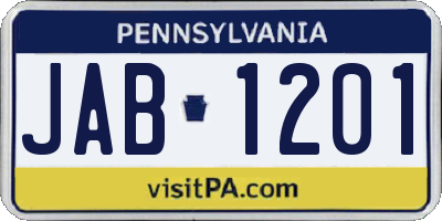 PA license plate JAB1201