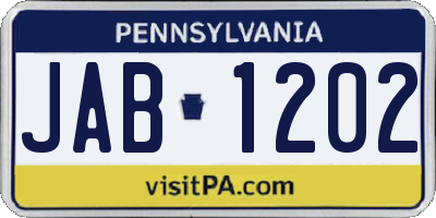 PA license plate JAB1202