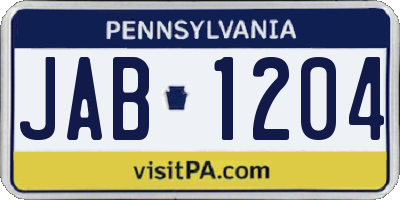 PA license plate JAB1204